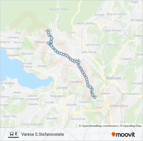Percorso linea bus E