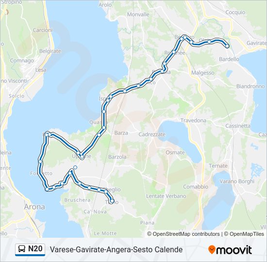 Percorso linea bus N20