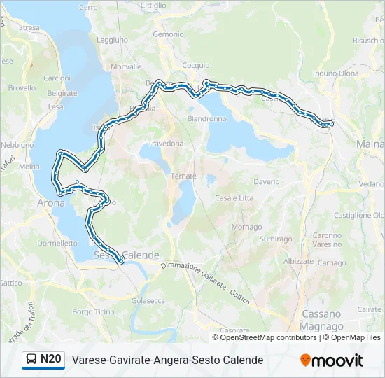 N20 Bus Line Map