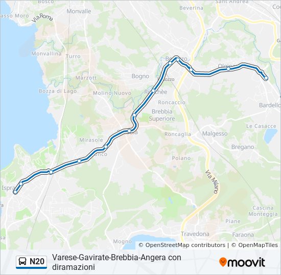 N20 bus Line Map