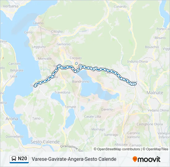 N20 Bus Line Map