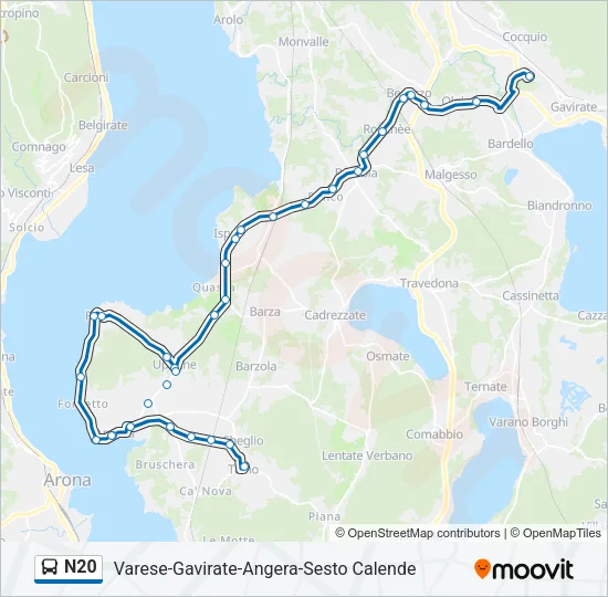Percorso linea bus N20