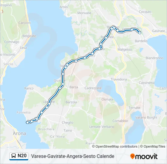 N20 Bus Line Map