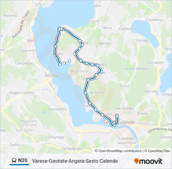 N20 Bus Line Map