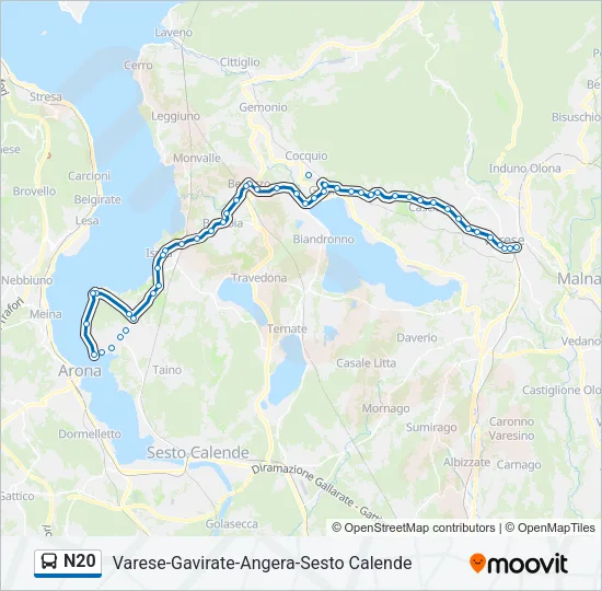 N20 Bus Line Map