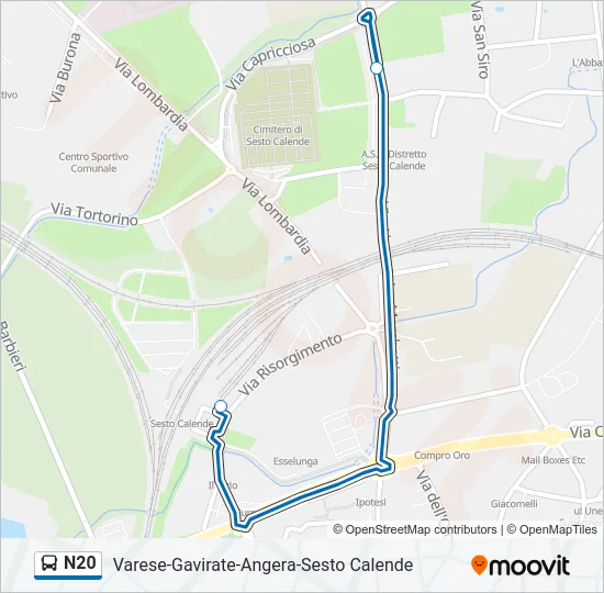 N20 Bus Line Map