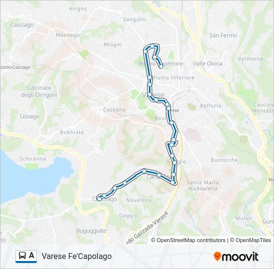 Percorso linea bus A