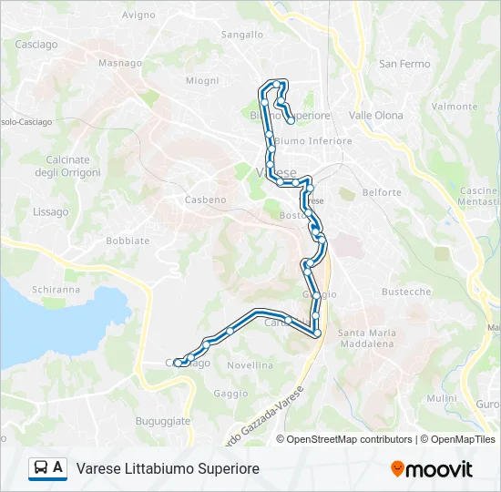 Percorso linea bus A