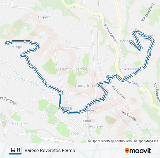 H Bus Line Map