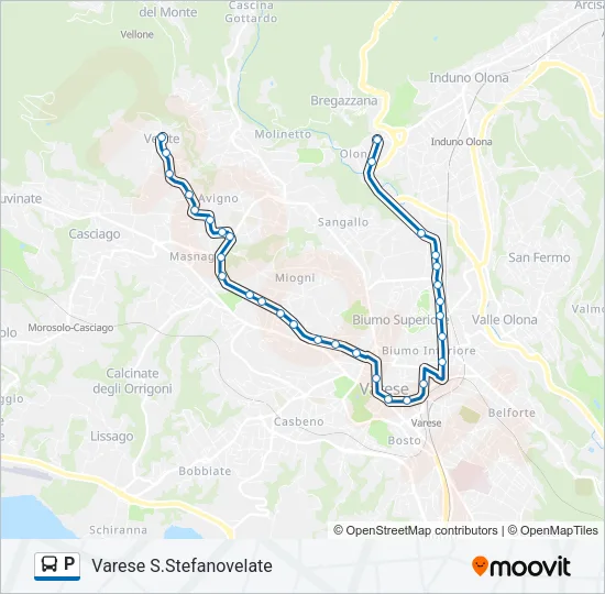 P Bus Line Map