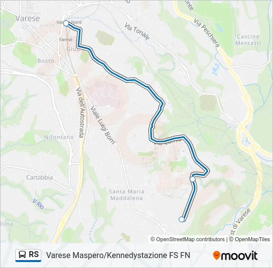 Percorso linea bus RS