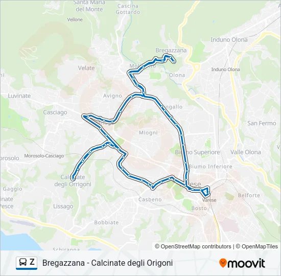 Z Bus Line Map