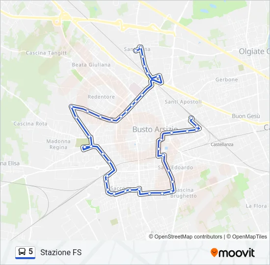 5 Bus Line Map