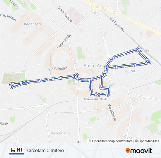 N1 bus Line Map