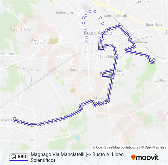 880 Bus Line Map