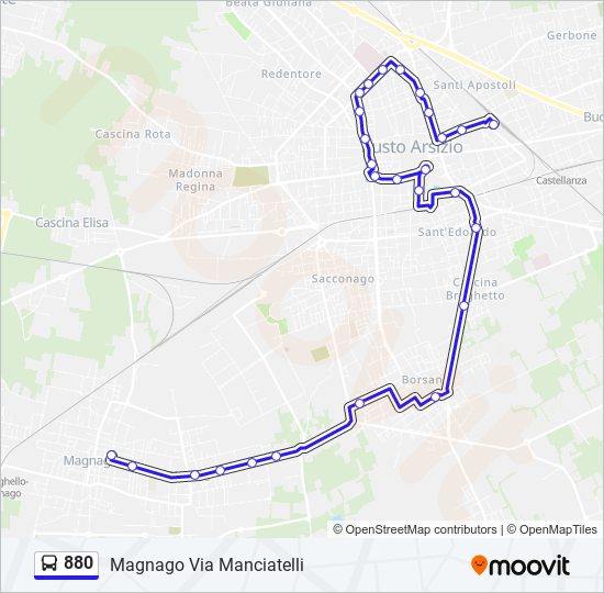 880 bus Line Map