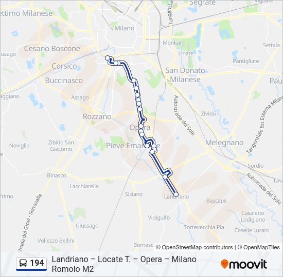 Percorso linea bus 194