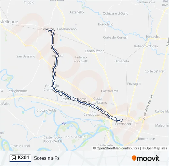 K301 Bus Line Map