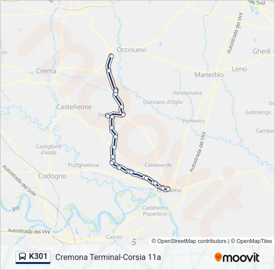 K301 Bus Line Map
