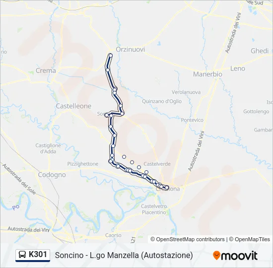 K301 Bus Line Map