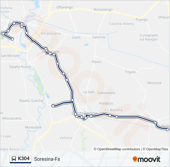 K304 Bus Line Map