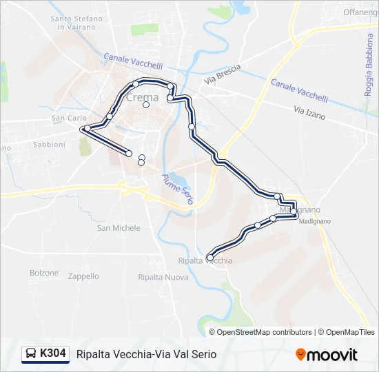 K304 Bus Line Map
