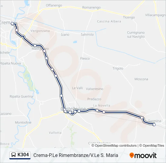 K304 Bus Line Map