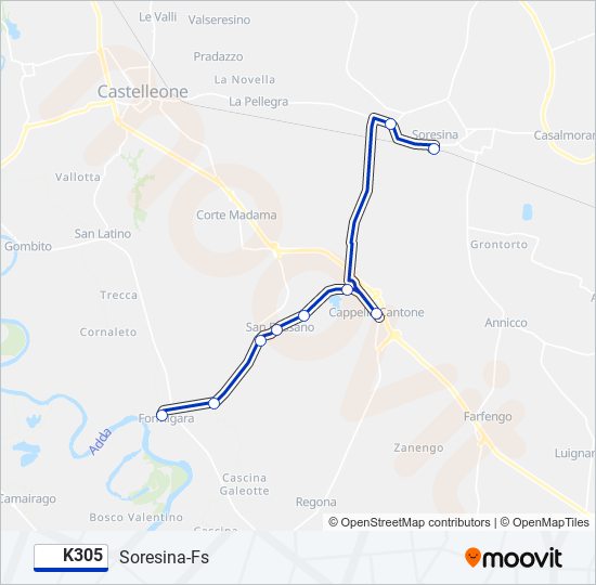 K305 bus Line Map