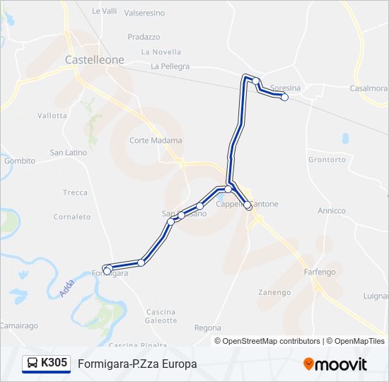 K305 bus Line Map