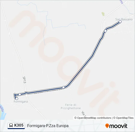 K305 Bus Line Map