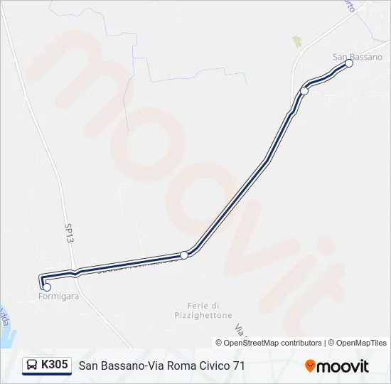K305 Bus Line Map