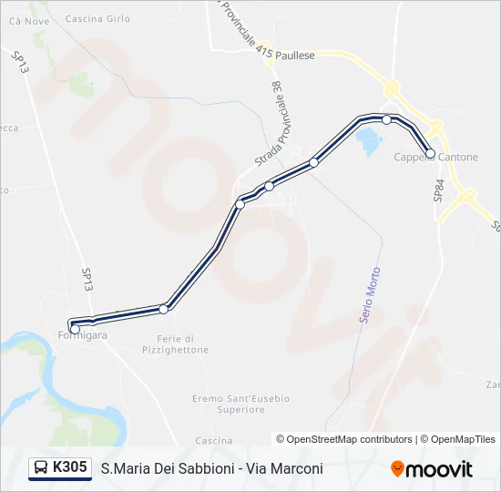 Percorso linea bus K305