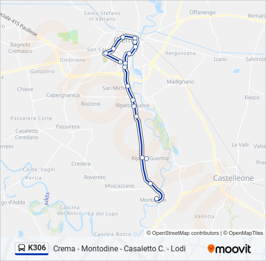 K306 bus Line Map