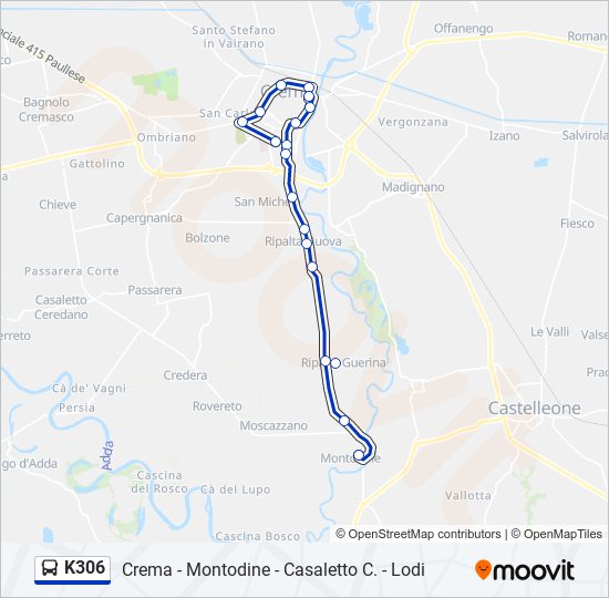 Percorso linea bus K306