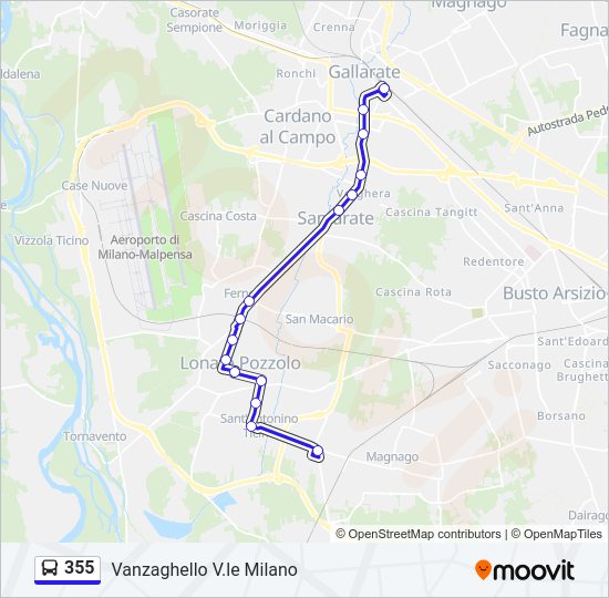 Percorso linea bus 355