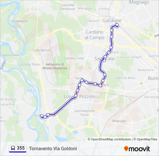 355 Bus Line Map