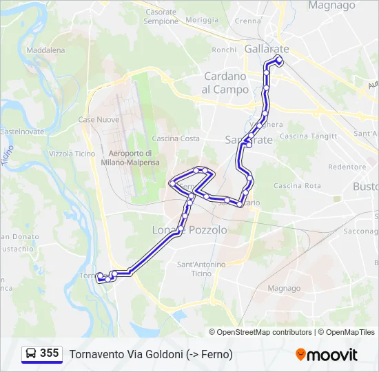 Percorso linea bus 355