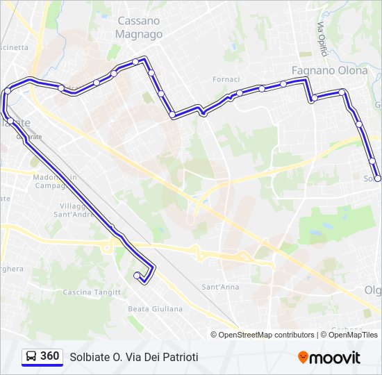 Percorso linea bus 360