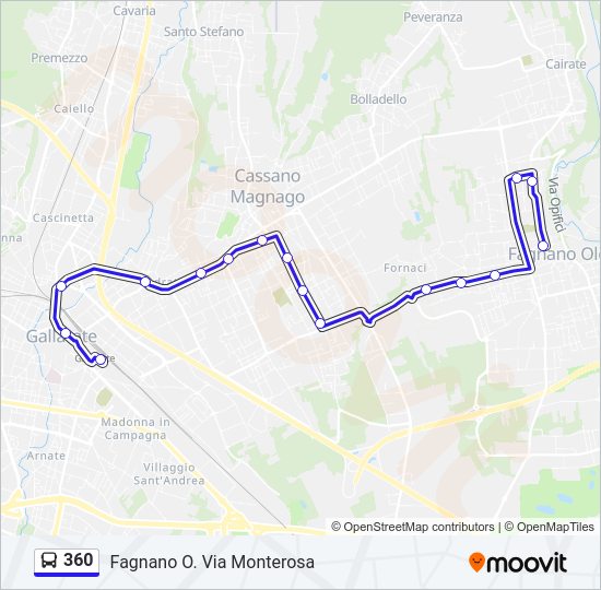 Percorso linea bus 360