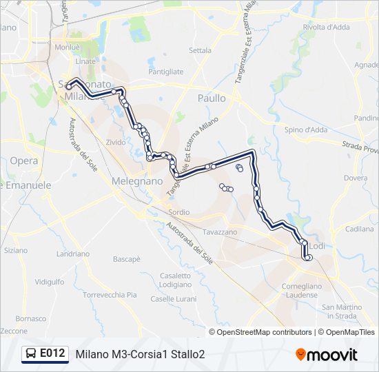 Percorso linea bus E012