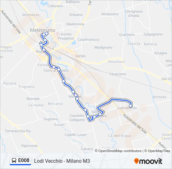 E008 bus Line Map