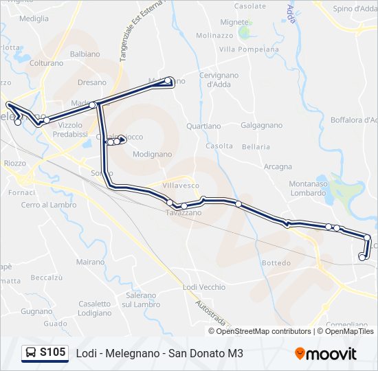 Percorso linea bus S105