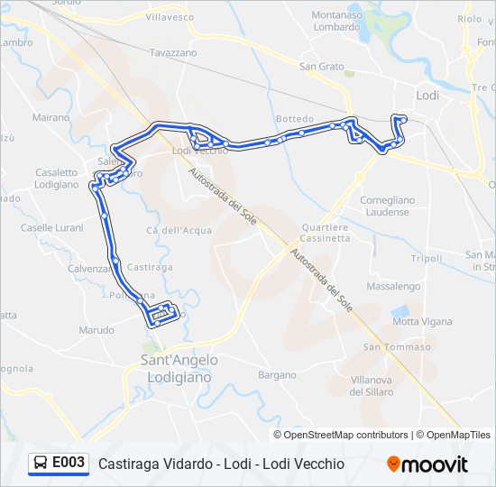 Percorso linea bus E003