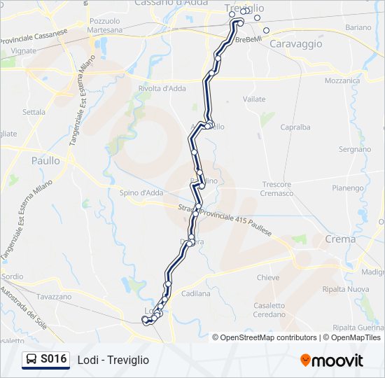Percorso linea bus S016