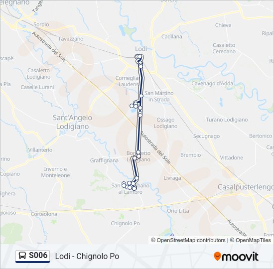 Percorso linea bus S006