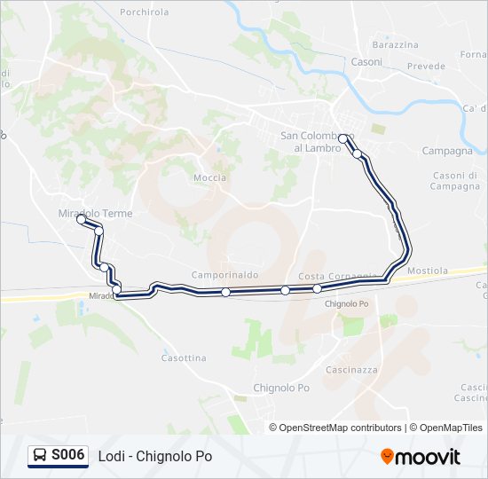 Percorso linea bus S006