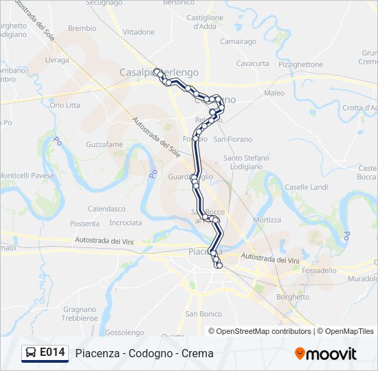 Percorso linea bus E014