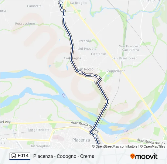 Percorso linea bus E014