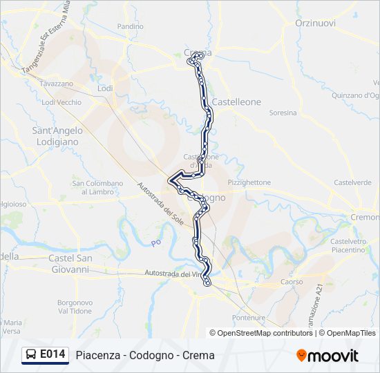 Percorso linea bus E014
