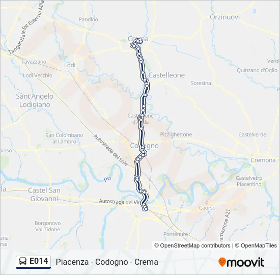 Percorso linea bus E014